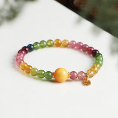 ✨ Natural Tourmaline Candy Bracelet ✨ —5.8mm Jewel-Like Beads • Sweet Fairycore Vibes