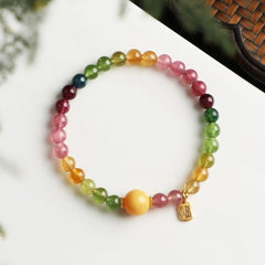 ✨ Natural Tourmaline Candy Bracelet ✨ —5.8mm Jewel-Like Beads • Sweet Fairycore Vibes