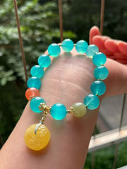 ✨ Amazonite Lucky Charm Bracelet ✨ —11mm Mystical Blue-Green • Money & Protection Stone—
