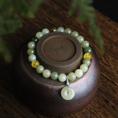8mm Hetian Jade Treasure Bead Bracelet ✨ Whispering Serenity Gift Set