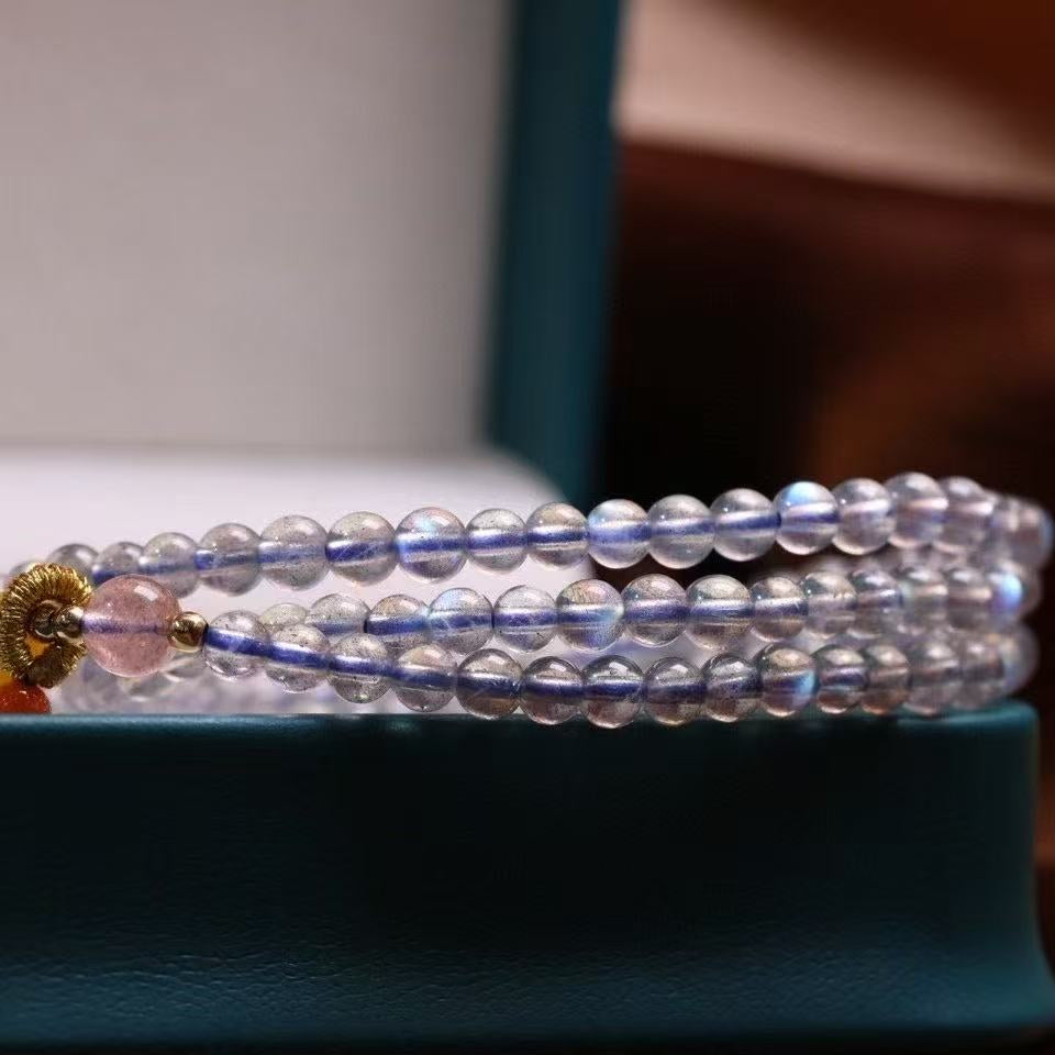 4mm Grey Moonstone Bracelet ✨ Lover's Stone Energy - Anxiety Relief Gift Set