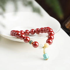 ✨ Imperial Cinnabar Sacred Bracelet ✨ —8mm King's Red Beads • 925 Silver Jade Spacers • Mongolian Pine Lotus—