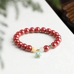✨ Imperial Cinnabar Sacred Bracelet ✨ —8mm King's Red Beads • 925 Silver Jade Spacers • Mongolian Pine Lotus—