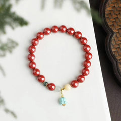 ✨ Imperial Cinnabar Sacred Bracelet ✨ —8mm King's Red Beads • 925 Silver Jade Spacers • Mongolian Pine Lotus—
