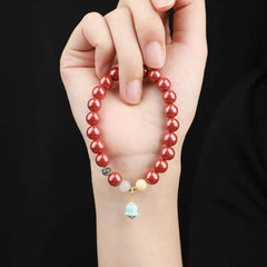 ✨ Imperial Cinnabar Sacred Bracelet ✨ —8mm King's Red Beads • 925 Silver Jade Spacers • Mongolian Pine Lotus—