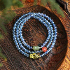 ✨ Aquamarine Serenity Bracelet ✨ —4.8mm Ocean Blue • Beeswax • Nanhong • Hetian Jade—