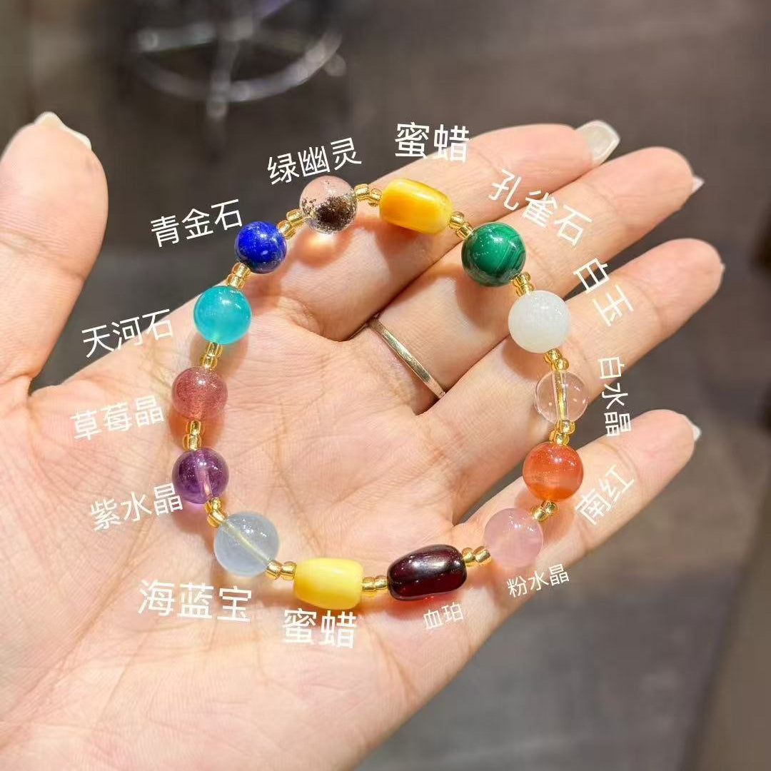 ✨ Candy Multigem Bracelet ✨ —Natural Beeswax & 12 Gemstones • Collector's Dream—