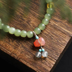 ✨ Hetian Jade Harmony Bracelet ✨ —6×7mm Mutton-Fat Beads • Salt Agate Gourd • Turquoise • Amber—