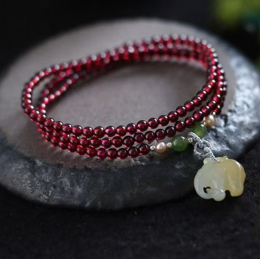 ✨ Hetian Jade Harmony Bracelet ✨ —6×7mm Mutton-Fat Beads • Salt Agate Gourd • Turquoise • Amber—
