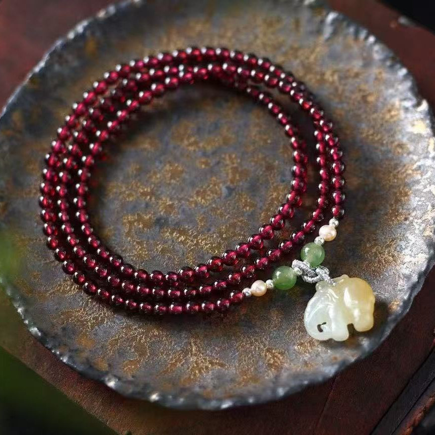 ✨ Hetian Jade Harmony Bracelet ✨ —6×7mm Mutton-Fat Beads • Salt Agate Gourd • Turquoise • Amber—