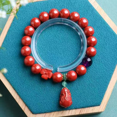 Imperial Cinnabar Pi Yao Bracelet｜10mm Genuine Zhu Sha + Amethyst｜Lab-Certified 95%