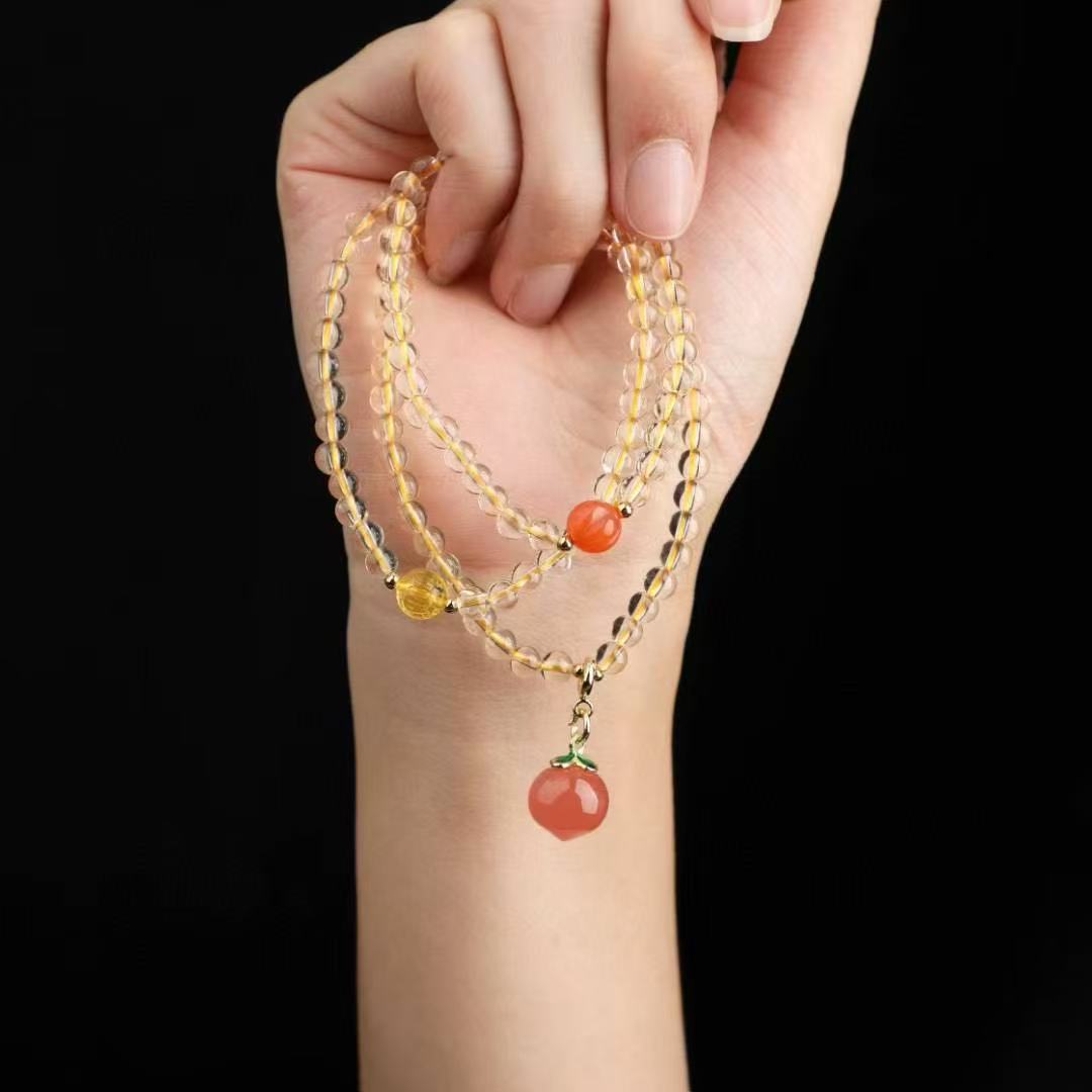 Sunshine Manifestation Bracelet ✨｜4.5mm AAA Citrine + Red Agate & Amber｜