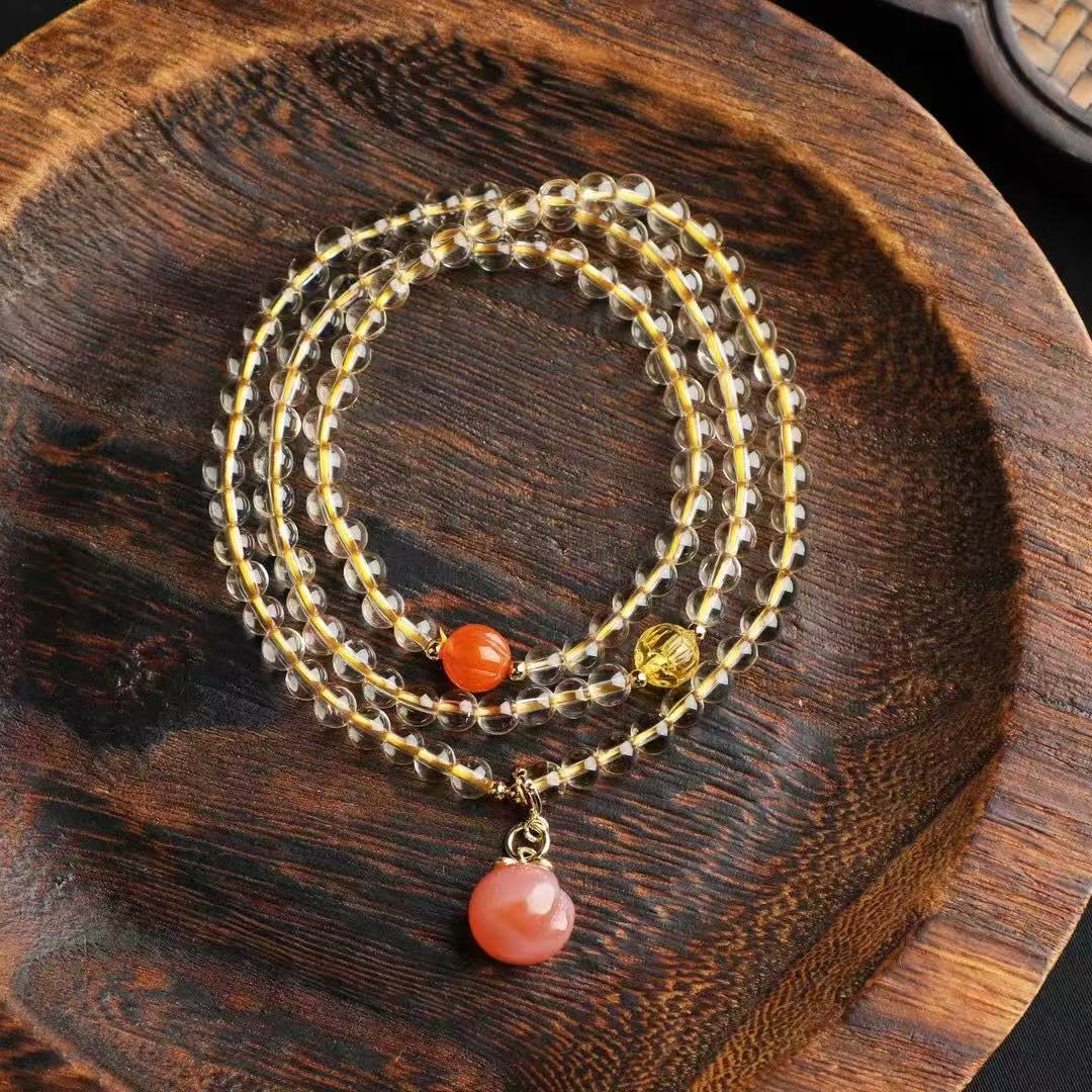 Sunshine Manifestation Bracelet ✨｜4.5mm AAA Citrine + Red Agate & Amber｜