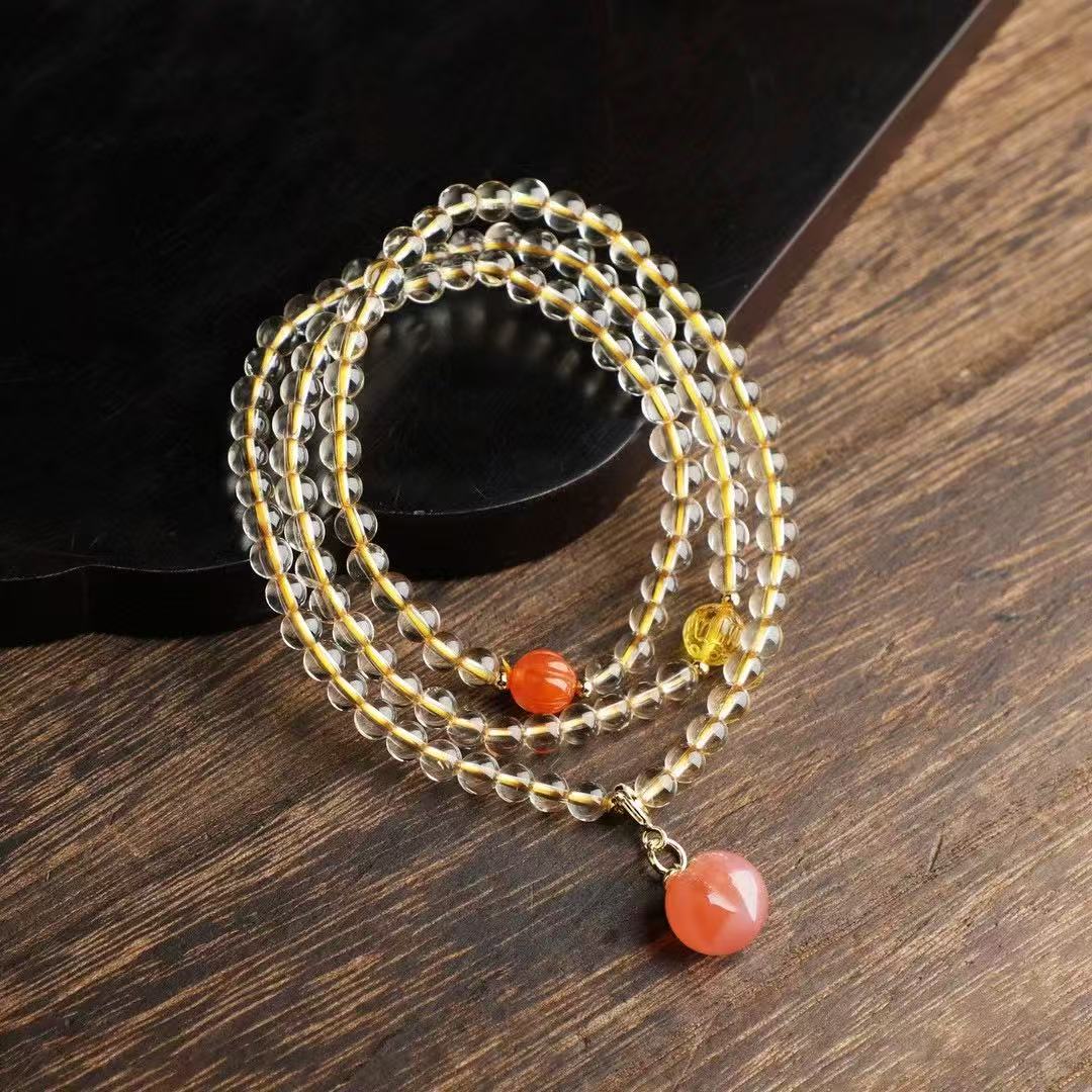 Sunshine Manifestation Bracelet ✨｜4.5mm AAA Citrine + Red Agate & Amber｜