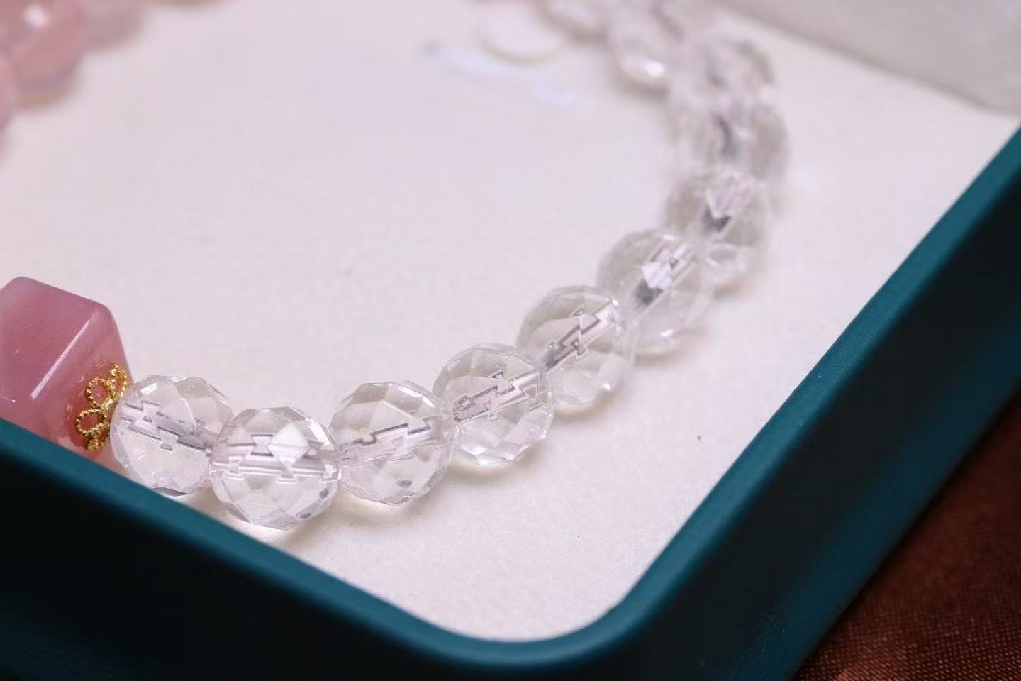 Blushing Meadow Bracelet 💖｜8mm Natural Rose Quartz + Honey Amber & Clear Quartz
