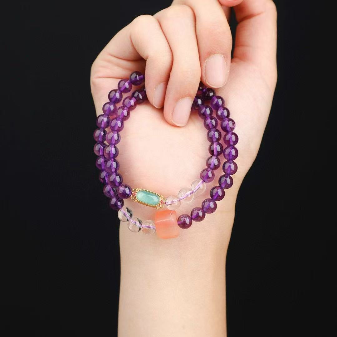 🔥 2025 Pluto's Fire Amethyst Bracelet ✨ Royal Purple Energy Stone｜NASA-Approved 447nm Frequency｜Changes Color Under Stress｜