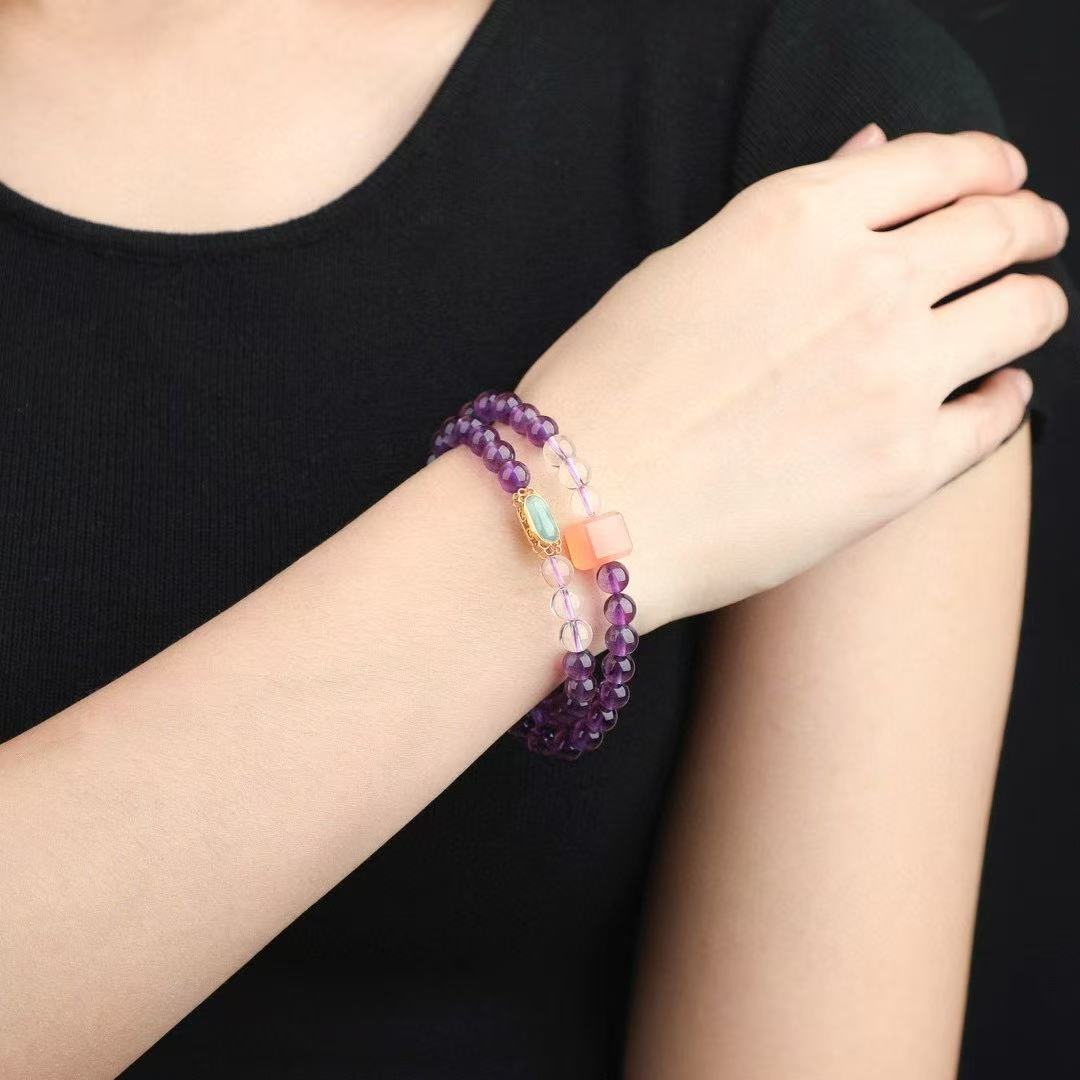 🔥 2025 Pluto's Fire Amethyst Bracelet ✨ Royal Purple Energy Stone｜NASA-Approved 447nm Frequency｜Changes Color Under Stress｜