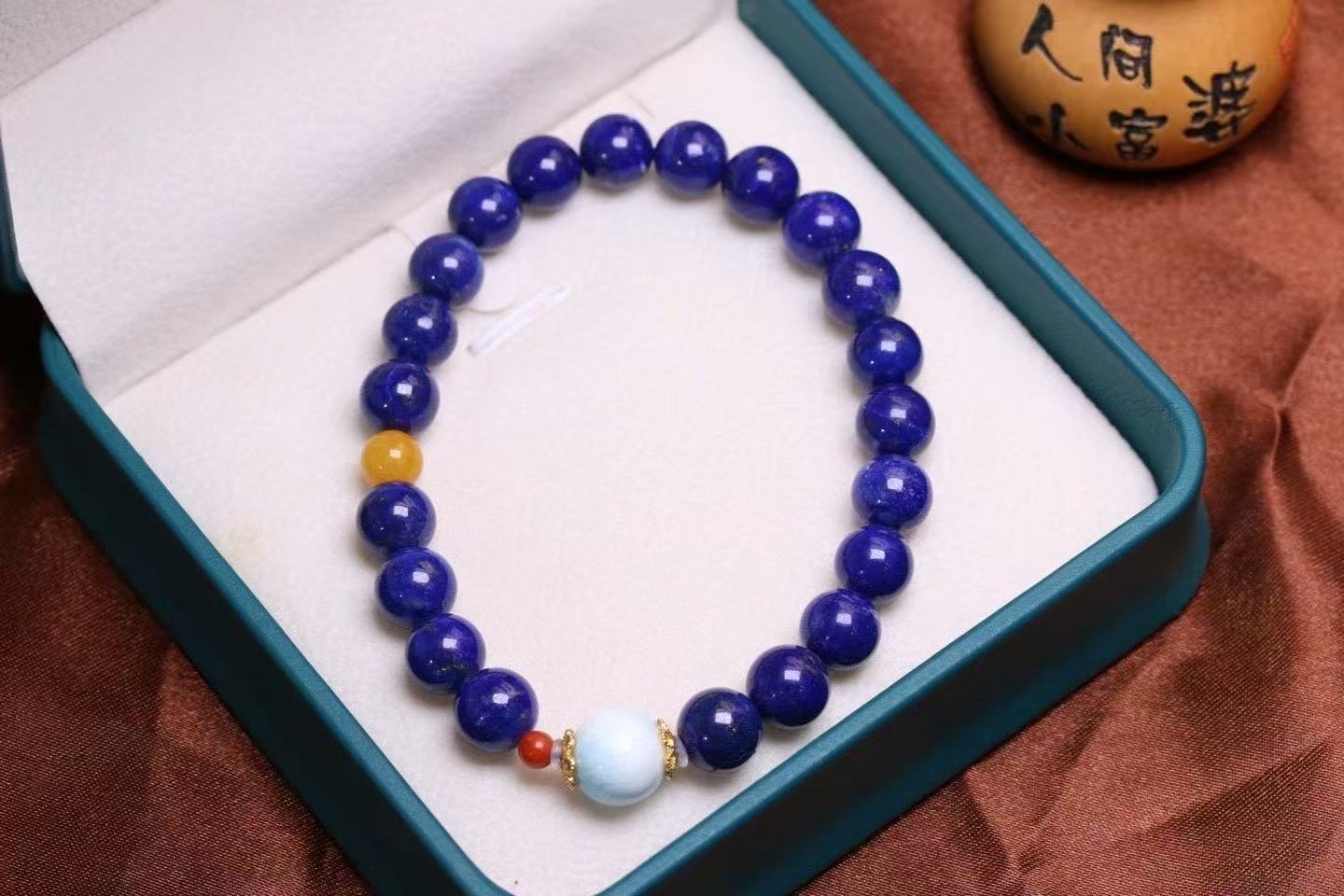 🔥 Royal Lapis Lazuli Bracelet ✨ 8mm Afghan Stone + Baltic Amber | Cleopatra's Truth Serum | UV Reactive Gold Flecks |