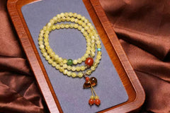 🍯 Honey Amber Triple Wrap Bracelet | 5mm Beads + Jade & Flower Amber | Boho Chic Jewelry |
