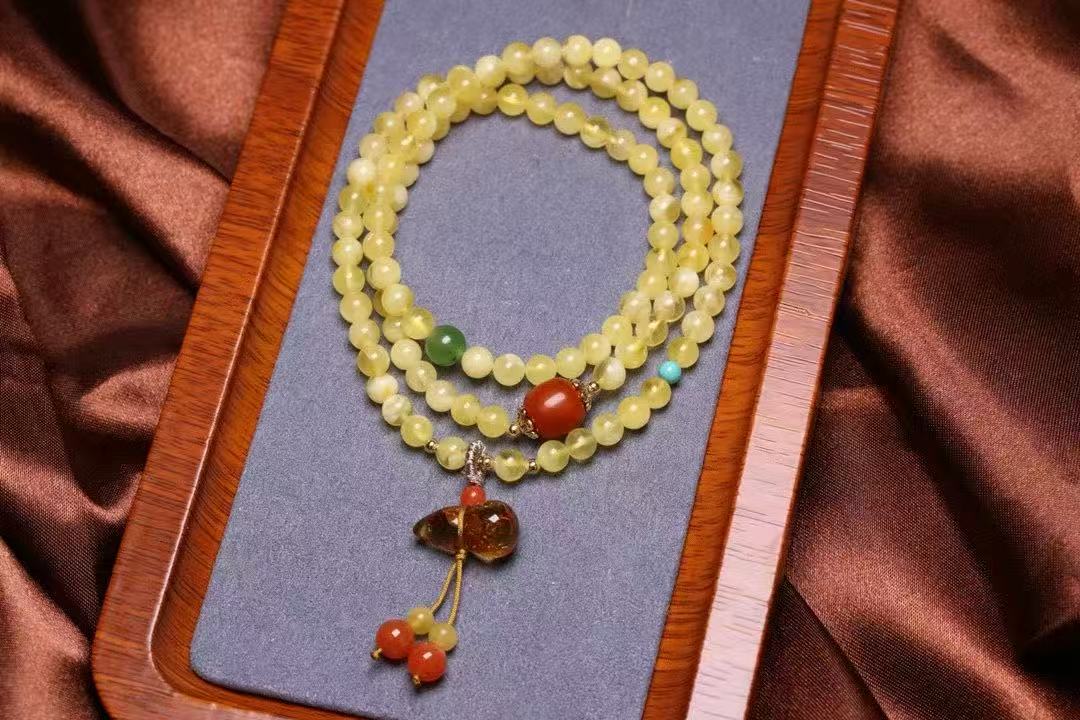 🍯 Honey Amber Triple Wrap Bracelet | 5mm Beads + Jade & Flower Amber | Boho Chic Jewelry |