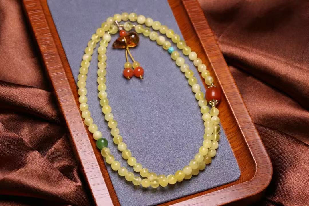 🍯 Honey Amber Triple Wrap Bracelet | 5mm Beads + Jade & Flower Amber | Boho Chic Jewelry |