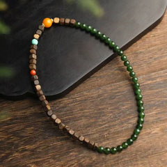 🌿 Double Loop Jade Bracelet | 6mm Hetian Jade + Agarwood & Amber | Natural Aromatherapy Jewelry |